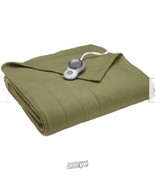 Sunbeam Heated Electric Blanket Royal Dreams Quilted Fleece Queen Ivy Green - $116.41 CAD