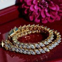 14k Yellow Gold Over 8.00 CT Marquise-Cut Diamond Link Tennis Bracelet 7.25&quot; - £127.20 GBP