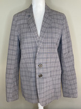 Burberry Brit Women’s Long Sleeve Button Up Blazer Size 8 Blue Gray Plaid A1 - £55.95 GBP
