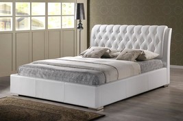 Queen Or King Modern White Faux Leather Platform Bed Frame Tufted Headboard - £667.00 GBP+