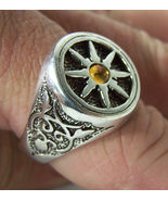 2 STAR W COLORED STONE RINGS heavy metal ring new BR240 - $9.49