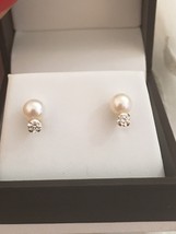 Ross &amp; Simon 5 mm Cultured Pearl Stud CZ Earrings in 14kt Yellow Gold  - £80.14 GBP