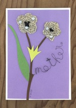 Wire Mother Paper Flower with Beads Greeting Card - $8.00