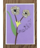 Wire Mother Paper Flower with Beads Greeting Card - £6.29 GBP