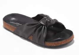 Universal Thread Womens Junie Black Vegan Faux Leather Knotted Slide Sandals NWT - £7.42 GBP