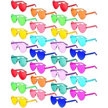 30 Pcs Heart Shape Sunglasses Rimless Transparent Heart Glasses Candy Color Fram - £38.48 GBP