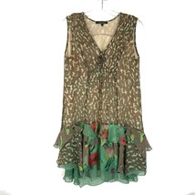 Womens Size 6 Nanette Lepore Pure Silk Animal Floral Print Wildflower Dress - £66.42 GBP