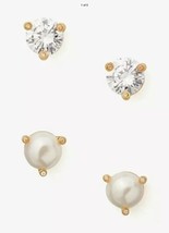 $68 Kate Spade 2 Pair Rise & Shine Stud Set Earrings Crystal Pearl New - $32.61