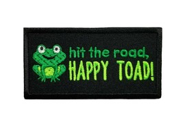 Funny Cute Animal Phrases Hit The Road Happy Toad Embroidered Iron On Patch 3.3&quot; - £4.69 GBP