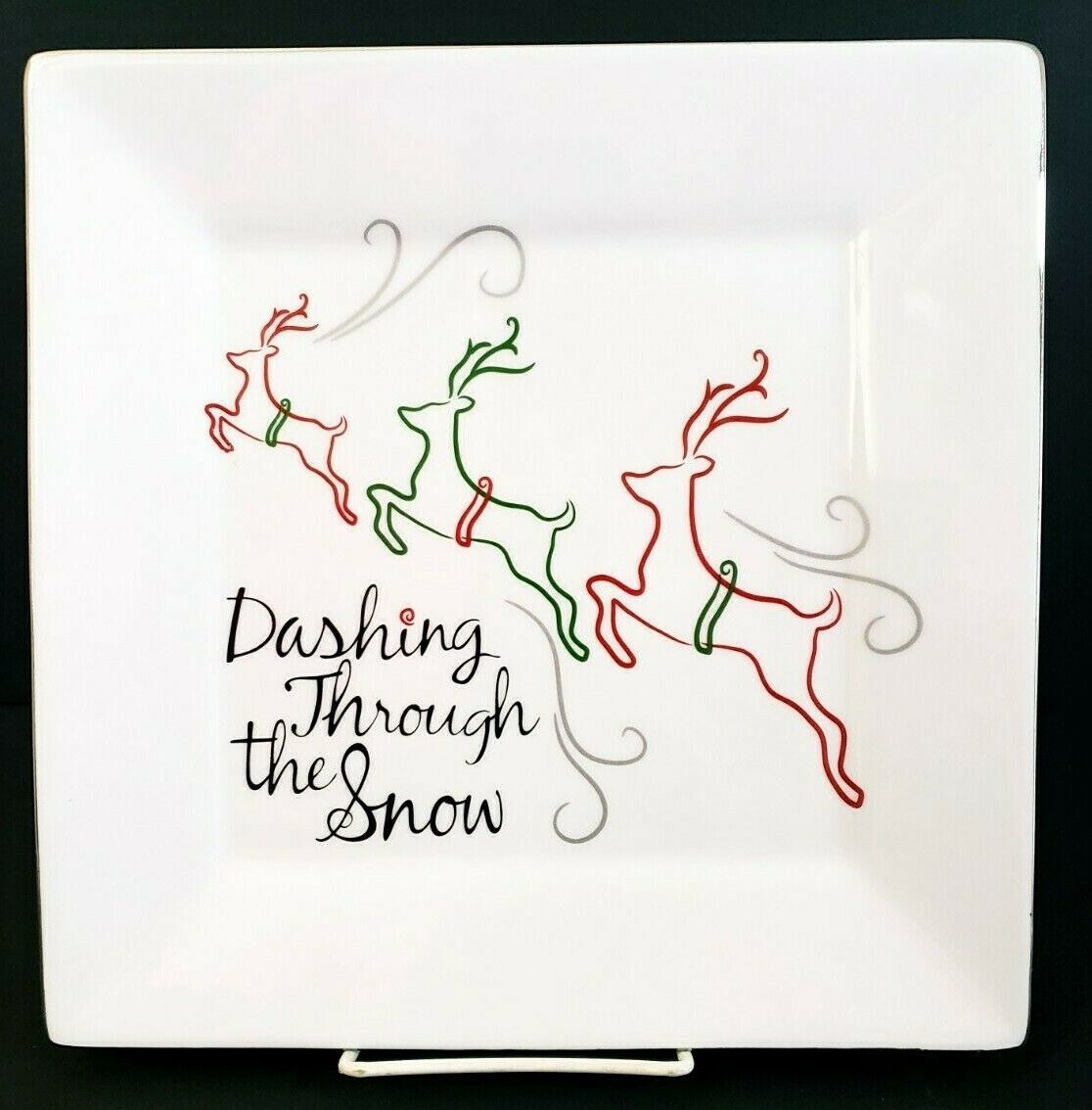 Primary image for Food Network Square Christmas Plate 10.25" Eat Drink and Be Merry