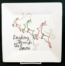 Food Network Square Christmas Plate 10.25&quot; Eat Drink and Be Merry - £11.68 GBP