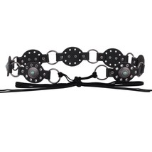 Leather Western Southwestern Concho Turquoise Belt Black - $47.24 CAD