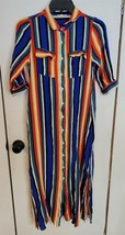 Womens S Oddy Multicolor Stripes Button Down Short Sleeve Collared Shirt... - $18.81