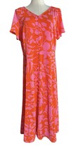 Talbots Dress Womens 10 Orange Pink Button Up Fairy Whimsical Boho Cotta... - $32.66