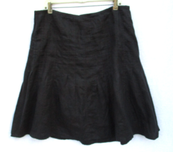 Ann Taylor Loft Black Soft Sturdy Linen Skirt Size 14 Drop Pleat Made in... - $18.99