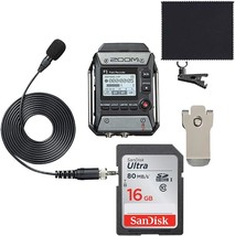 Zoom F1-Lp Field Recorder + Lavalier Mic Pack + 16 Gb Sd Card + Cloth - $219.96