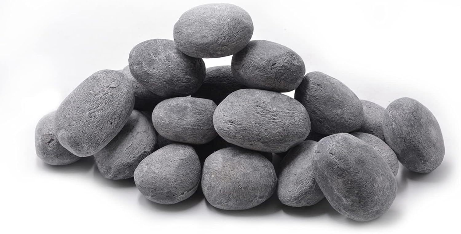 Grey 24 Pcs. Lightweight Ceramic Fiber Pebble Stones For Fire Pit And Fi... - $38.99