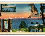 View of the Mountain Lake Tahoe Nevada NV UNP Linen Postcard V4 - £3.85 GBP
