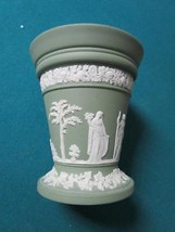 Wedgwood England  jasperware green sage vase with garlands, classical [91] - $74.25