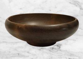 Vintage Wood Serving Bowl Hand Turned Round 10&quot; Farmhouse Primitive Wood... - £34.81 GBP