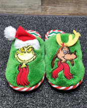 Grinch that Stole Christmas Kids Plush Slippers w/ Rubber Bottom Youth Size 13-1 - £6.88 GBP