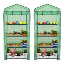2Pcs 4 Tier Mini Greenhouse House Plant Flower Green House W/Pe Cover Ho... - $109.99