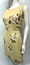 Newport News Vintage Sheath Dress Yellow Floral Lined Sleeveless SZ 10 - £15.77 GBP