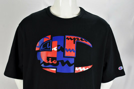 Vintage Champion Big Embroidered Logo T Shirt Black 2XL - £21.71 GBP