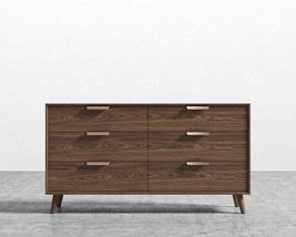 Rove Concepts Asher Wide Dresser in Walnut Veneer with 6 Drawers - £700.64 GBP