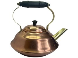 Vintage Copper Color Tea Pot Kettle with Brown Composite Handle and Knob - $18.69