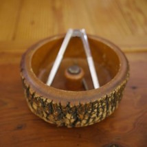 Vintage Mid Century Rustic Ellwood Genuine Pine Round Nut Cracker Bowl +... - £29.48 GBP