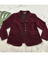 Habitat Womens Jacquard Velvet Blazer Jacket Size XS Burgundy Red Dark - $54.14 CAD