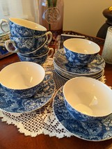 Enoch Wedgwood 1957 Gainsborough Blue Floral 7 Cups, 8 Saucers - £54.34 GBP