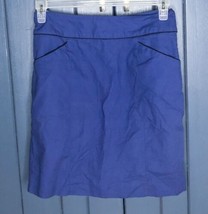 Anthropologie Floreat Blue Ruffle Back Skirt Ruffle Back Black Piping Si... - $7.92