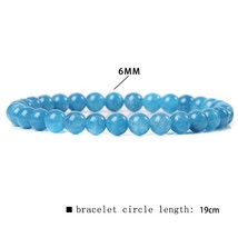 Natural Stone Blue 6MM Beads Bracelets For Women Men Pure Calm Agates Chalcedony - £13.98 GBP