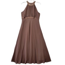 Evan Picone Women Dress Size 10 Brown Maxi Preppy Formal Empress Neck Sl... - £24.21 GBP