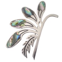 VTG 925 Sterling Silver Abalone Inlay Brooch Taxco Abstract Leaf HNOS GS... - $24.75