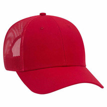 Red Trucker Hat 6 Panel Low Profile Adjustable Mesh Back Hat 1dz New 83-1273 - £77.68 GBP