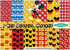 Digital Scrapbook Kit - Mickey Digital Kit (15 Papers) Instant Download - £2.31 GBP