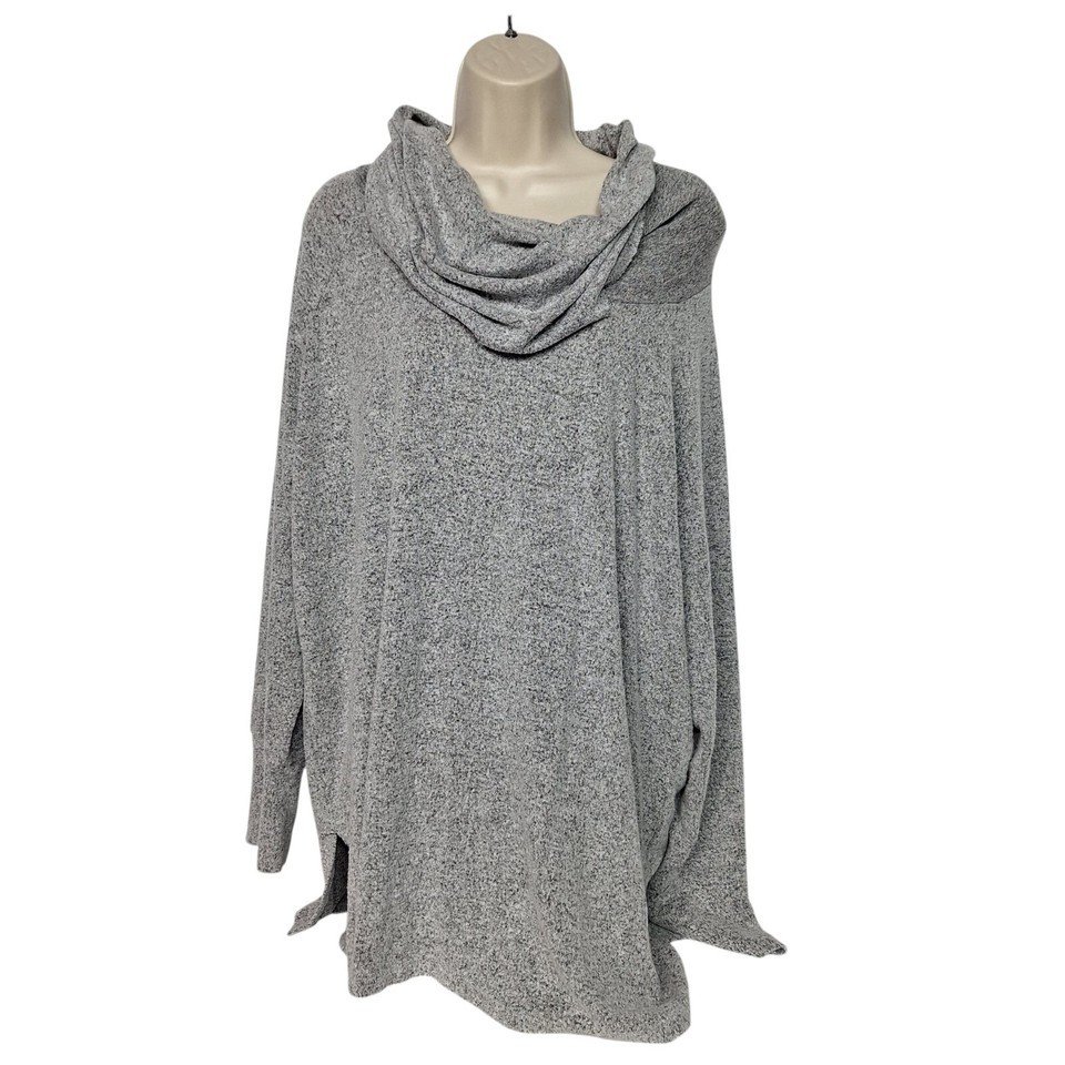 Alexander Jordan Womens 1X Solid Gray Cowl Neck Sweater Long Sleeve Item image 2