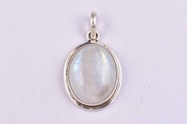 925 Sterling Silver Pendant Necklace Natural Rainbow Moonstone Gemstone PS-1270 - £44.59 GBP