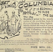 Columbia Bicycles 1894 Advertisement Victorian Pope Bikes Man Bowler Hat... - $19.99