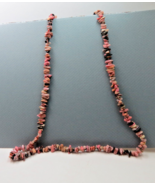 Vintage Pink Rhodochrosite Raw Stone Necklace Long Goes well with layere... - £7.09 GBP