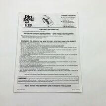 Owner&#39;s User&#39;s Manual or Dirt Devil Hand Held Cleaning Machine - $5.93