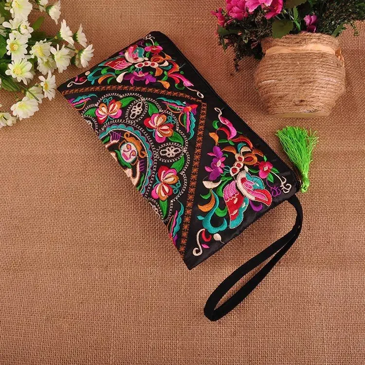 Women Ethnic National Retro Butterfly Flower Bags Handbag Coin Purse Embroidered - £12.32 GBP