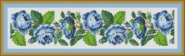 Berlin Woolwork Blue Roses Floral Border Panel Cross Stitch Pattern PDF ... - $4.50