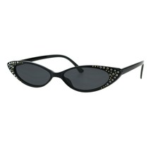 Womens Rhinestone Sunglasses Sexy Oval Cateye Skinny Frame UV 400 - £13.85 GBP