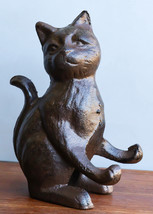 Cast Iron Feline Kitten Cat Business Card Holder Desktop Organizer Figurine - £20.70 GBP