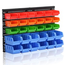 Wall Mounted Storage Bins Parts Rack 4 Colors Garage Plastic Shop Tool Organizer - £40.20 GBP