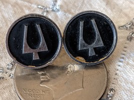 Vintage Bulova Boutons Manchette Accutron Symbole or Noir 2.5cm Diamètre - £74.89 GBP